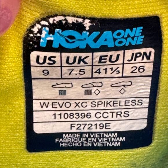 Hoka One One Evo XC Spikeless Running Shoes Men Sz 9 Blue Yellow 1108396 Lace Up - Picture 8 of 11